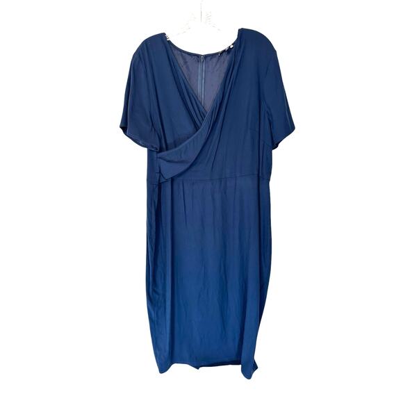 Universal Standard Navy Blue Work Office Faux Wrap Short Sleeve Dress Size 14-16 - Picture 1 of 12